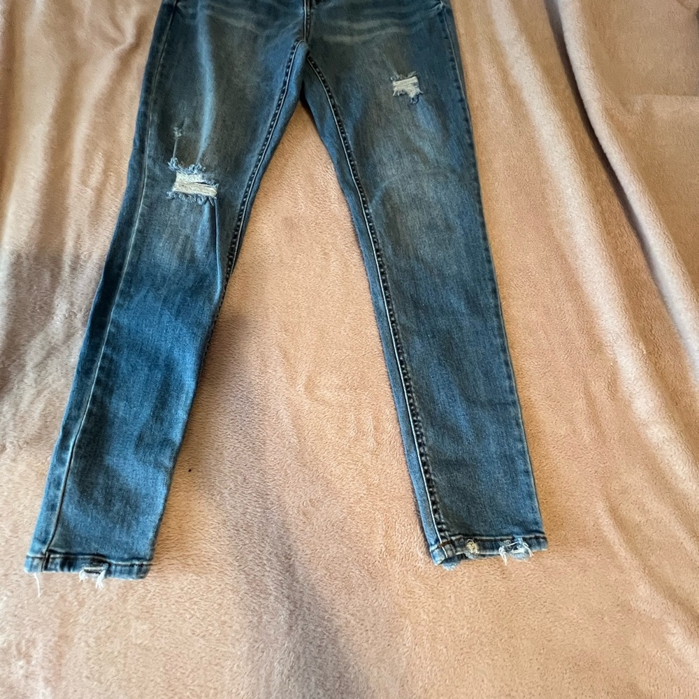 a.n.a Women's Distressed Skinny Jeans - Blue
